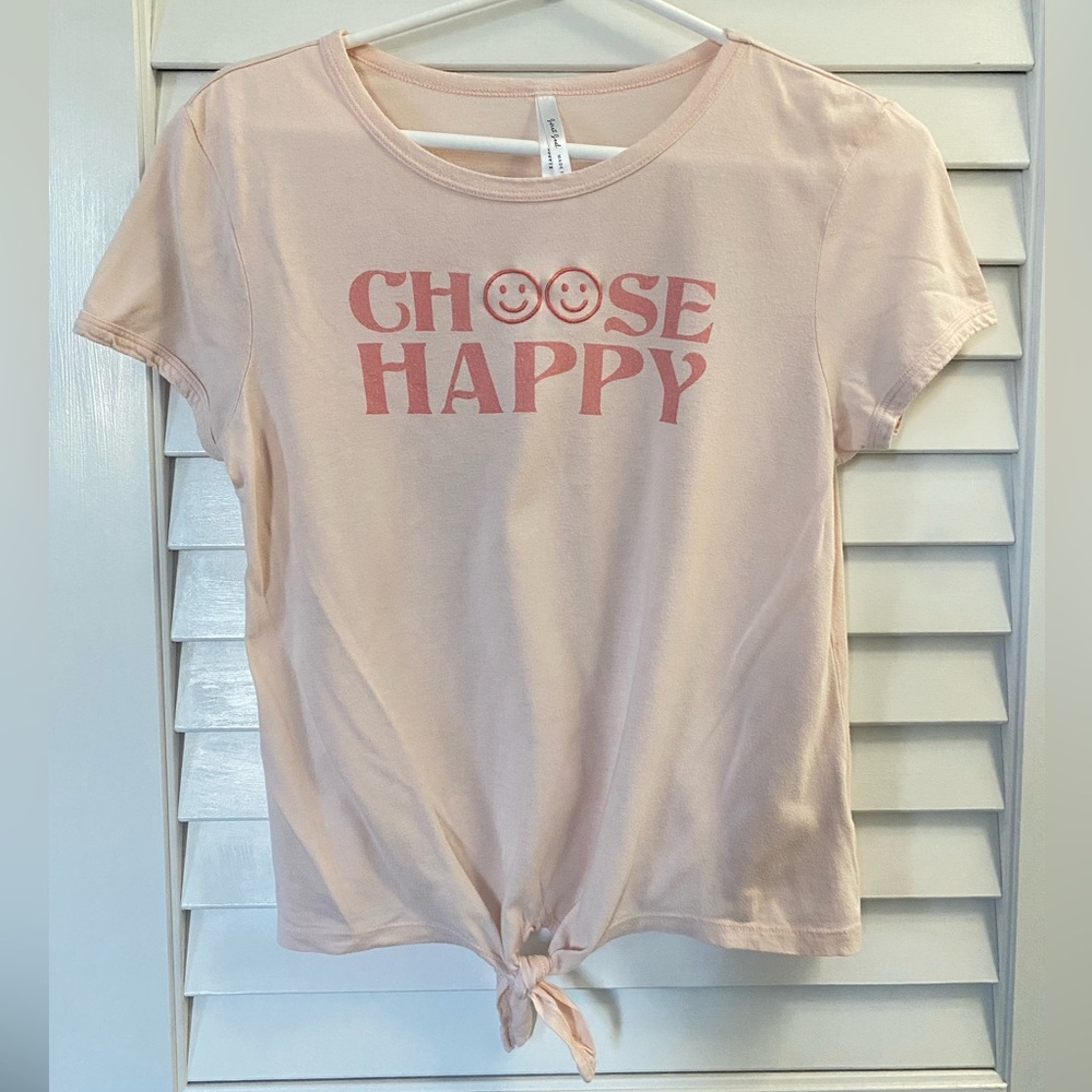 Girls Sweet Soul Happy Graphic T-shirt in Blush Pink. Size XL (14)